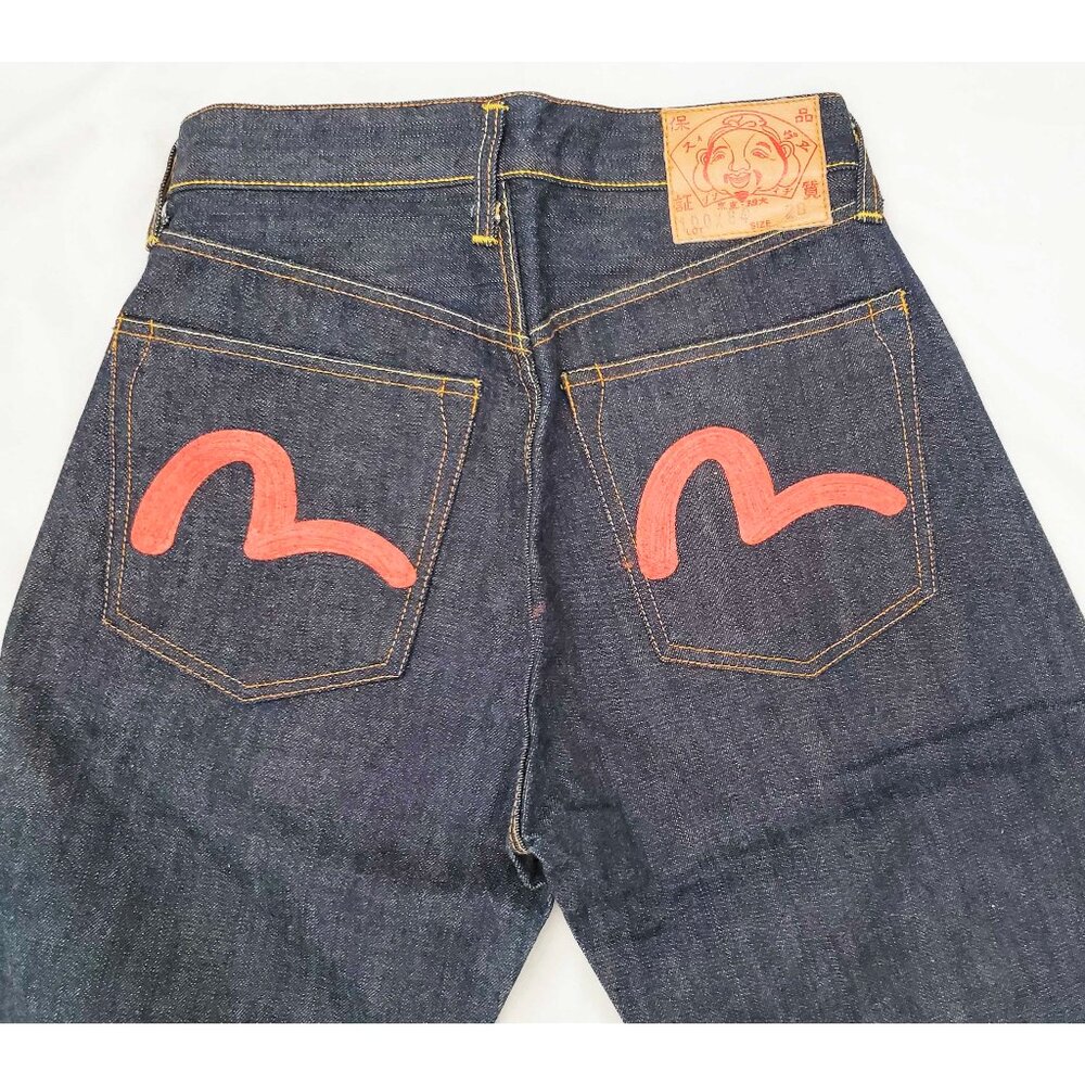 EVISU Vintage Unisex Selvedge Dark Denim Jeans Pants NWOT Custom Made Italy 29 - Picture 8 of 12